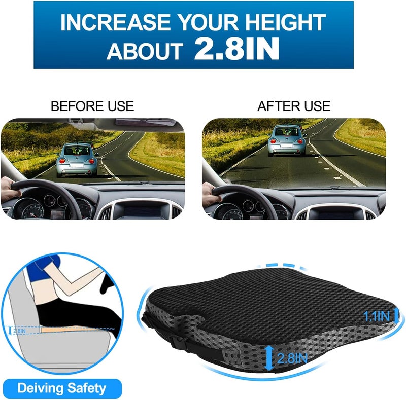 Hapiclody Car Seat Cushion for Driving,Office Chair Cushions Non-Slip Hip & Lower Back Tailbone Chair Pillow Pad,Memory Foam Seat Cushion for Car Seat Driver Truck Desk Wheelchair - Image 2